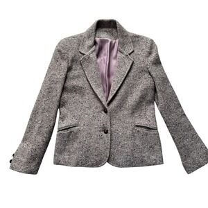 Vintage‎ Tweed Wool Blazer Small Pink Purple Preppy Old Money Quiet Luxury